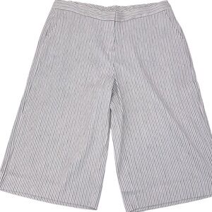 Monterey Bay Linen Blend Wide Leg Capri Gouchos Size 16 Striped Print Stretch‎